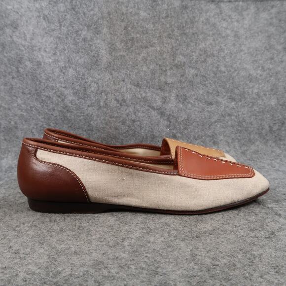 Enzo Angiolini Shoes Womens 8 Loafer Flats Liberty Leather Fabric Slip On Career - Picture 1 of 13